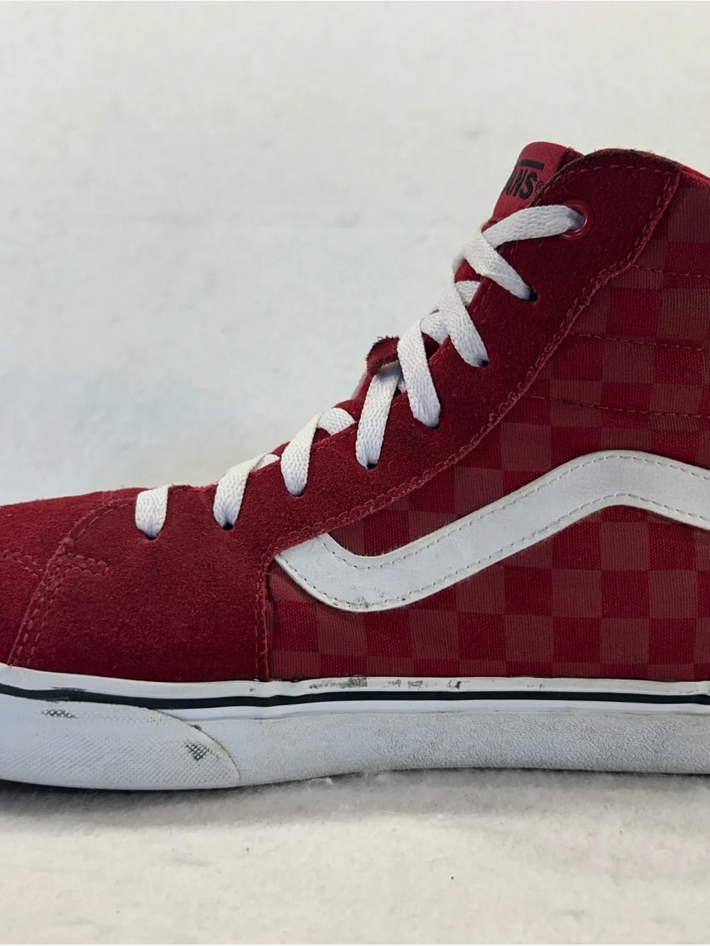 Vans Sk8-Hi Red White Checkerboard Suede Filmore High Top Sneakers Mens 12